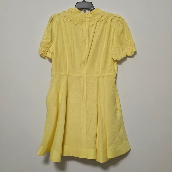 Antonio Melanie Women's Dress 12 Yellow Mock Neck Short Sleeves Knee-Length 0666 - Picture 9 of 15